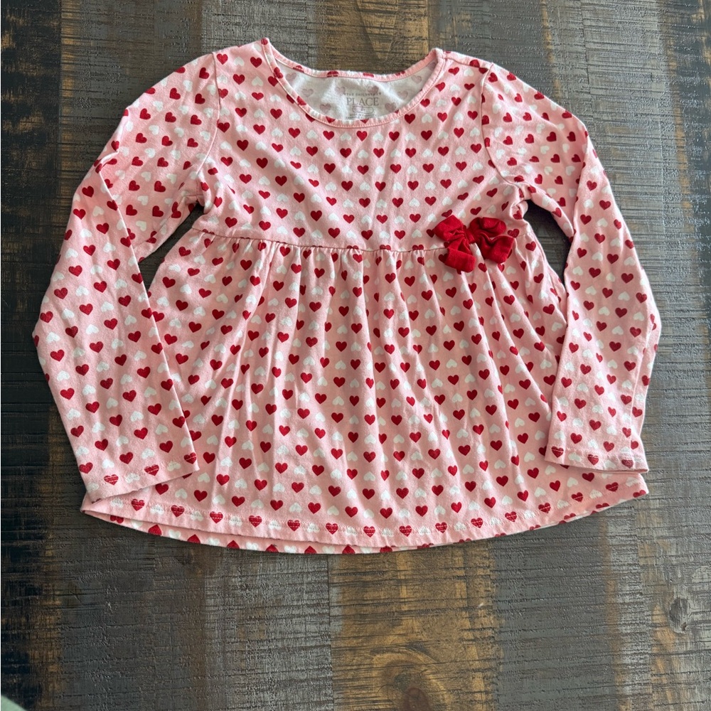Toddler Girl Valentine’s Day Tunic Hearts Pink Red Size 5T Children’s Place